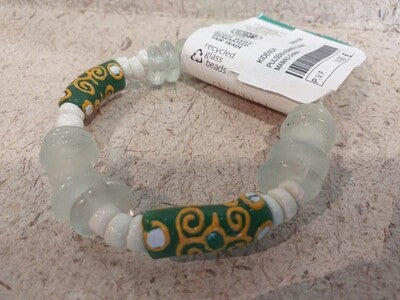 PULSERA ADINKRA VERDE Y BLANCO