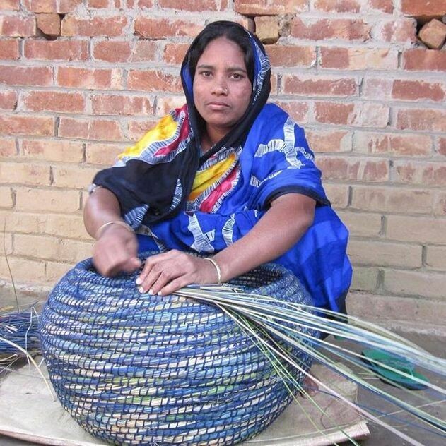 CESTA VERDE AZUL DIA27X6cm  BANGLA DESH-CORR