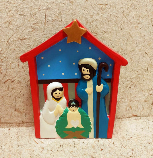 BELEN  EN MADERA PINTADO 9X12.5 CM  ¡¡SALDOS!!