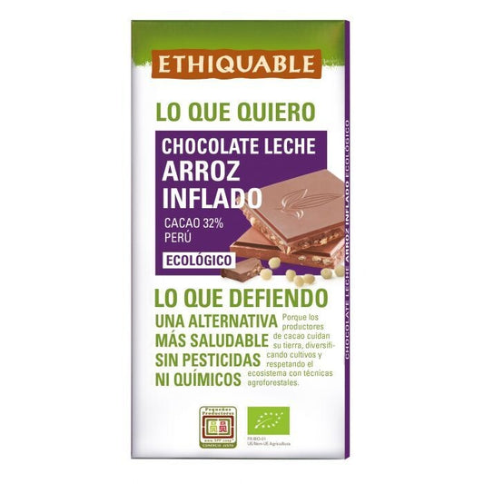 CHOCOLATE CON LECHE Y ARROZ INFLADO BIO 100g
