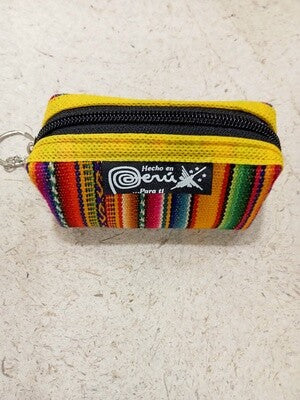 MONEDERO MANTA CILINDRICO AMARILLA 10X5X5CM PERU.