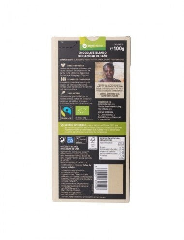 CHOCOLATE BLANCO CON AZUCAR MASCOBADO 100g