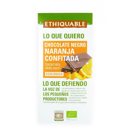 CHOCOLATE NEGRO CON NARANJA CONFITADA 100g PERU - HAITI