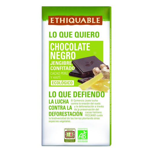 CHOCOLATE NEGRO CON JENGIBRE CONFITADO 100g  PERU-HAITI